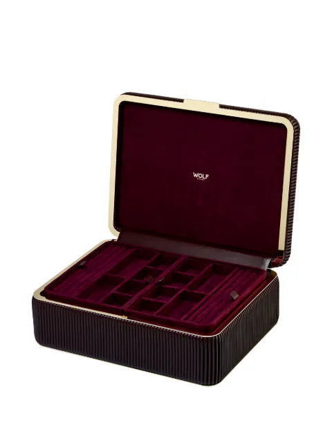 WOLF large Bella ribbed jewellery box (11cm x 24cm) Red 781226