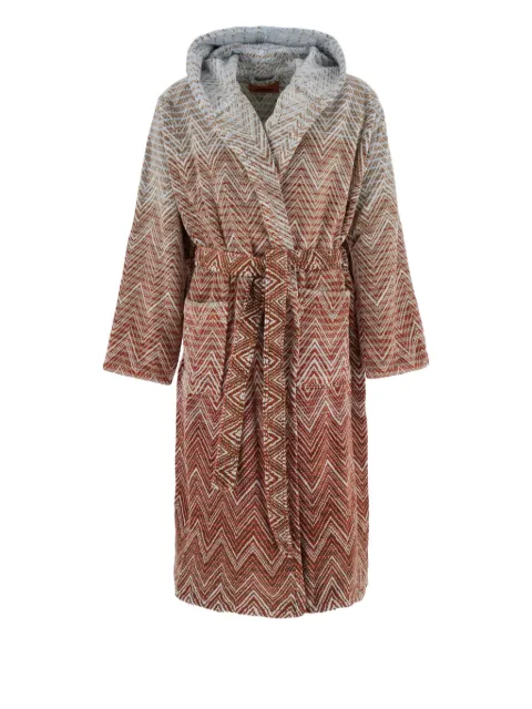 Missoni Home hooded zigzag-motif dressing gown Red 1E3AC99117