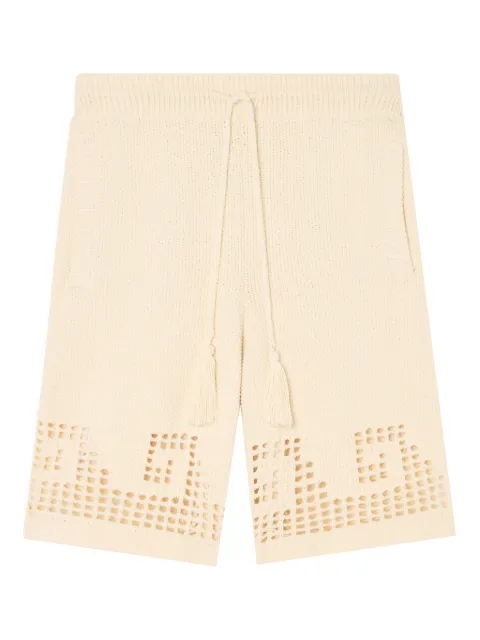 Alanui Where the Wave Begins tasselled openwork shorts Neutrals LMHM004R26KNI0060F0F