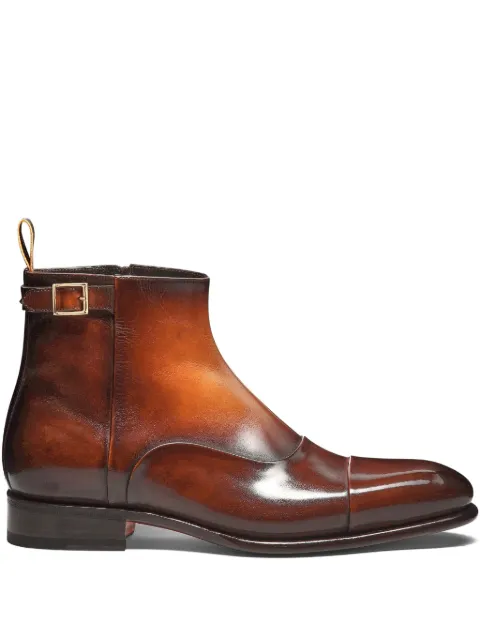 Santoni leather zip-up boots Brown MCCR19107MC1HICA