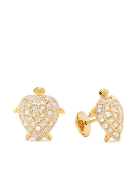 Yvonne Léon Tortoise diamond stud earrings Gold PAIREDEPUCESTORTUECO