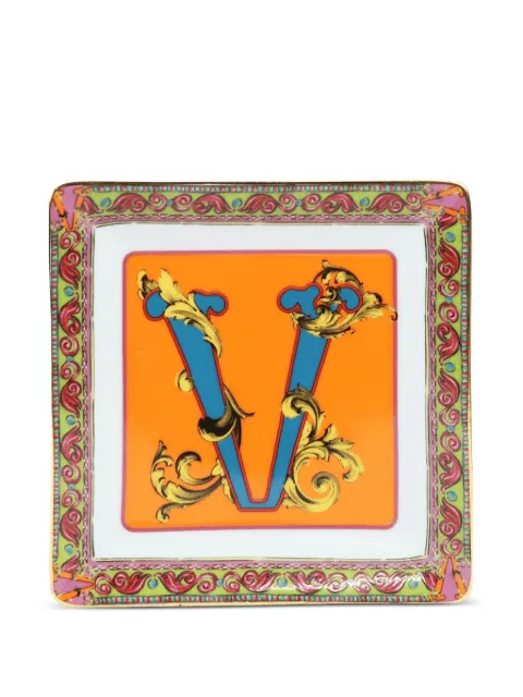 BACI MILANO letter-detail decorative tray (15cm x 15cm) Orange STR1ORTV