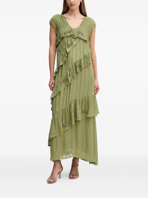 Hoss Intropia ruffled embellished midi dress Green 8222109