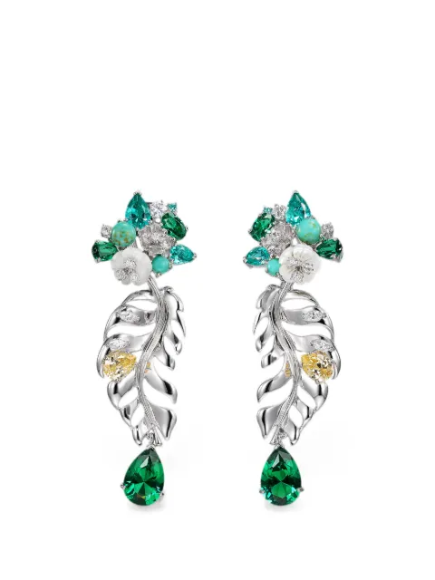 Anabela Chan Palm multi-stones earrings Silver AC18PC08ESWGGE