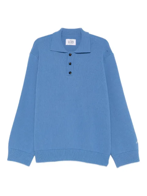 LC23 button collar sweater Blue M203FW25