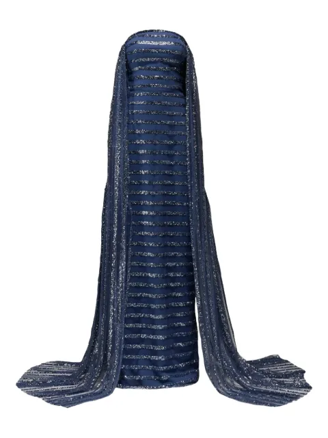 THA SEEN crystal-embellishment maxi dress Blue FW2614