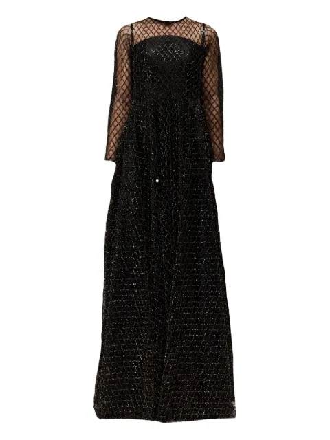 THA SEEN beaded-embellishment maxi dress Black FW2606
