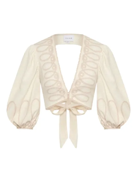 IXIAH Alkali embroidered puff-sleeve top White X23250347SAND