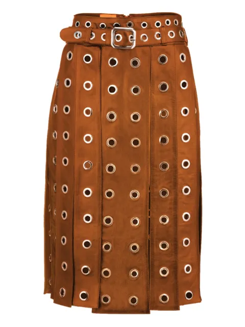 DANCASSAB Vera eyelet belted skirt Brown DCFW24MVERCAFA9