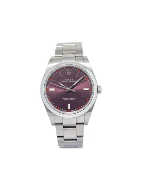 Rolex pre owned stainless steel Oyster Perpetual 39mm Purple 114300