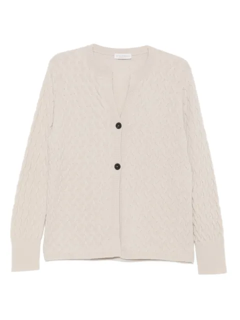 Le Tricot Perugia button cable-knit cardigan Neutrals 26296