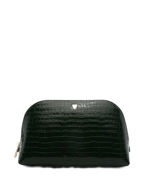 Aspinal Of London small croc-effect makeup bag Green 015293533600000