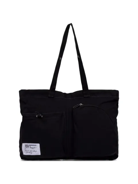 Karl Lagerfeld Jeans logo-patch pocket tote bag Black A1W305121BJ