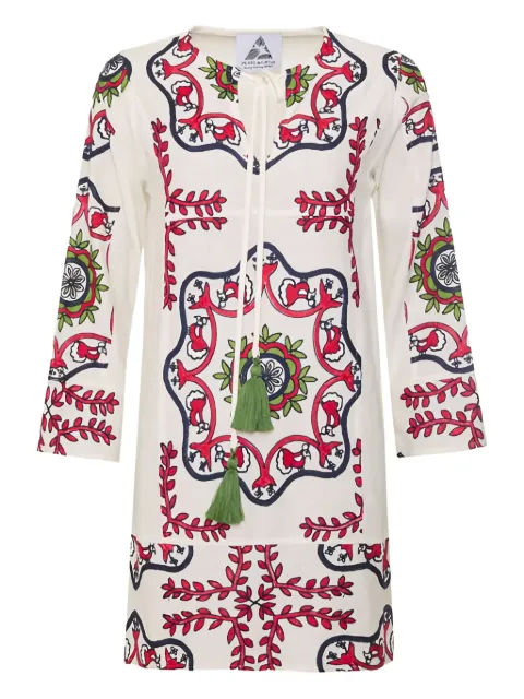 PEARL & CAVIAR embroidered mini dress White S25P1227