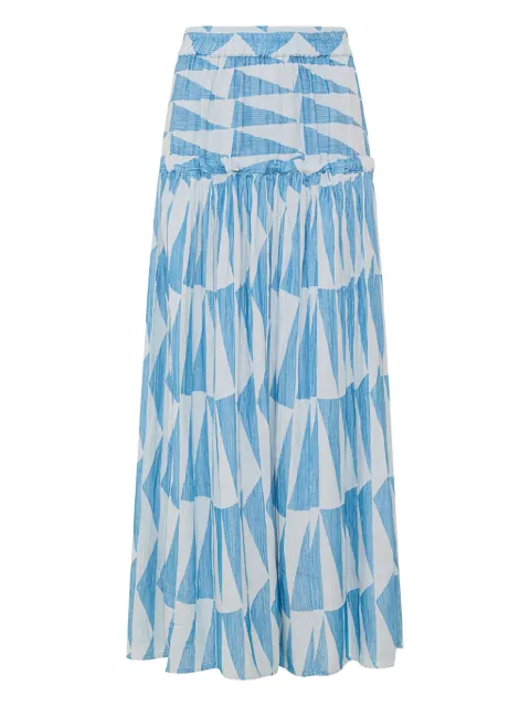 PEARL & CAVIAR Zakar geometric maxi skirt Blue S25P1053