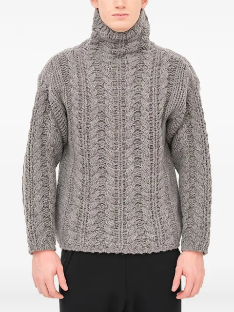 Label Under Construction knit-cable turtleneck sweater Grey YSW309SHE6ST
