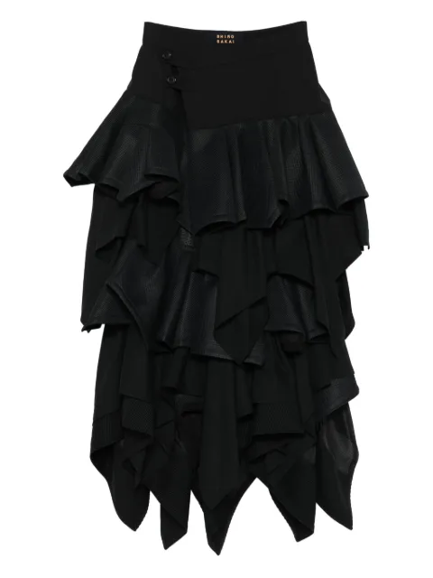 Shiro Sakai ruffled button-fastening skirt Black SVS001