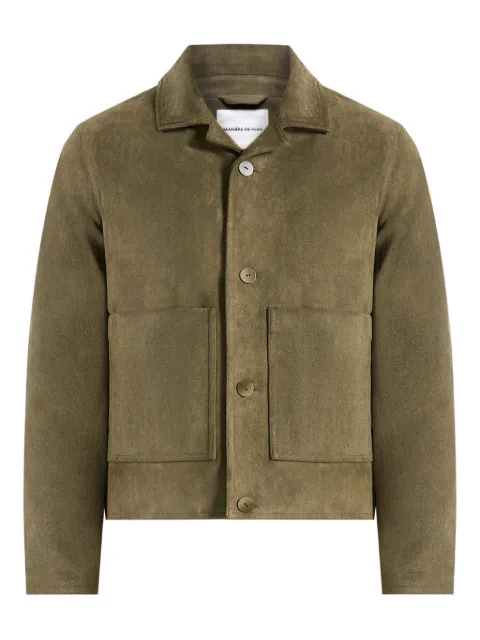 Manière De Voir Michel suede-effect revere-collar green jacket Green MAN33171