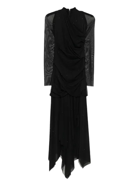 Talbot Runhof draped long-sleeve dress Black OL076001OL20