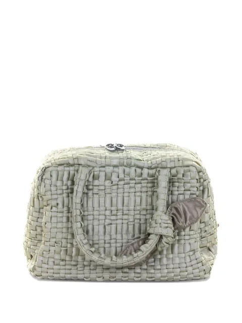 Maria La Rosa woven-texture bow-detail tote bag Green BOWBAGWBW25234095