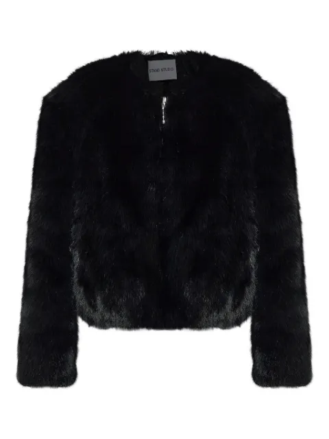 STAND STUDIO zip-up faux fur jacket Black 664119163