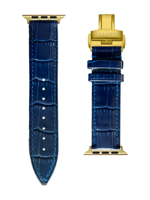 VELANTE leather Apple watch strap Blue 08PEA44GNIGHTBLUE
