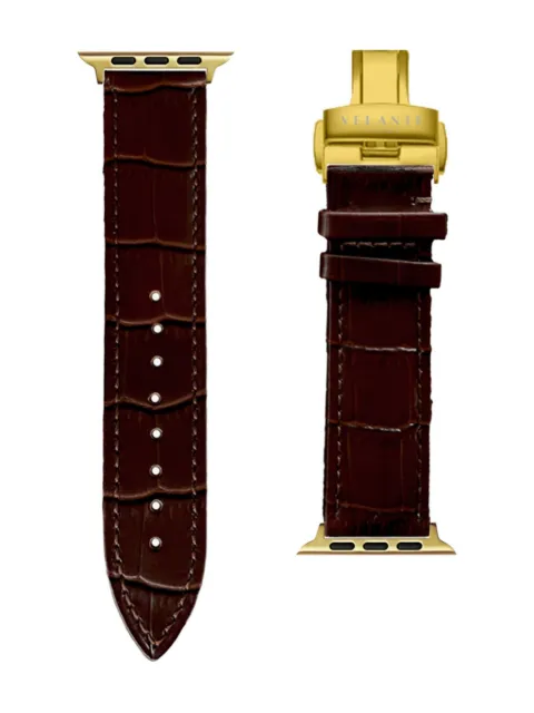 VELANTE leather Apple Watch strap Brown 08PEA40GDARKBROWN