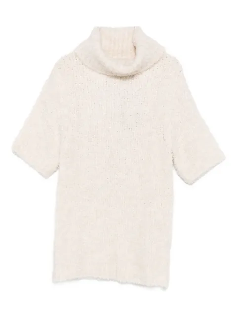 DIXIE roll-neck short-sleeve knitted top White M103Y061A