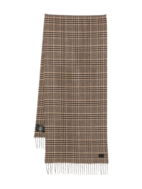 Saint Laurent check fringed scarf Neutrals 8370613YS31