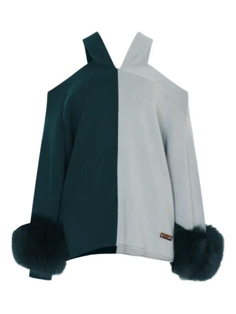 Izaak Azanei criss-cross sweater Green AW25LIN044
