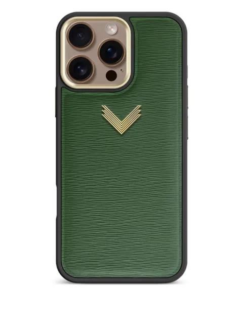VELANTE leather logo-detal iPhone 16 Pro Max phone case Green 01PNDRGAI16PMAPINE
