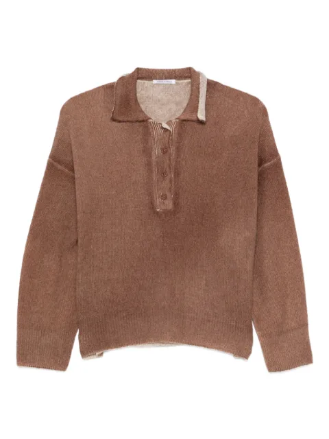 Lebor Gabala buttoned collared top Brown 25W383PAINTED