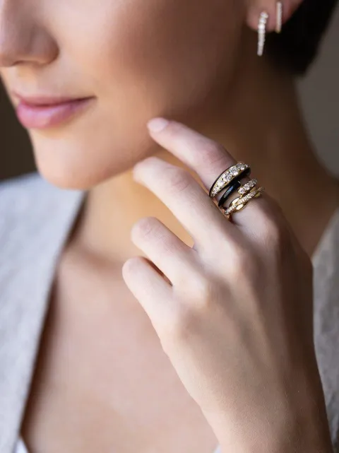 Melissa Kaye 18K yellow gold Black Lola Diamond ring Gold R1903AY