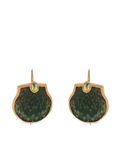 Dezso 18K yellow gold Scallop Shell earrings Pink ECLCNTYLWSAPH