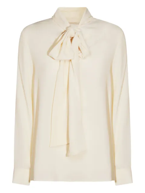 Glanshirt pussy-bow long-sleeve blouse Neutrals 5S1022L8045013