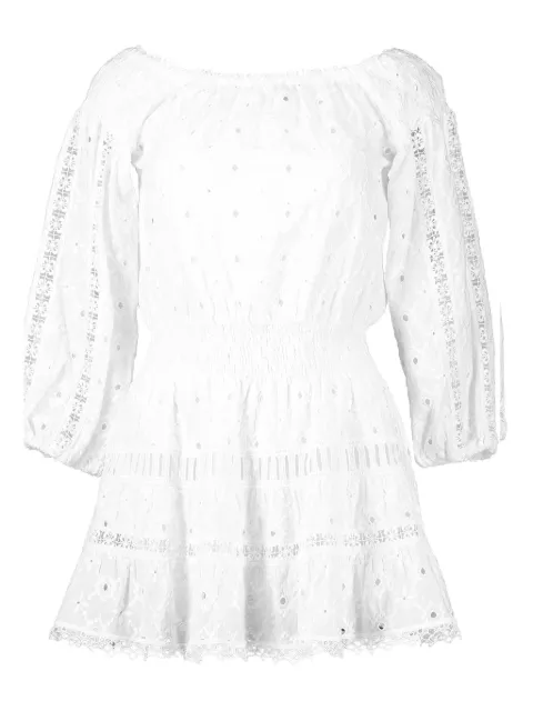 Temptation Positano Platani eyelet embroidered smock mini dress White PLATANI