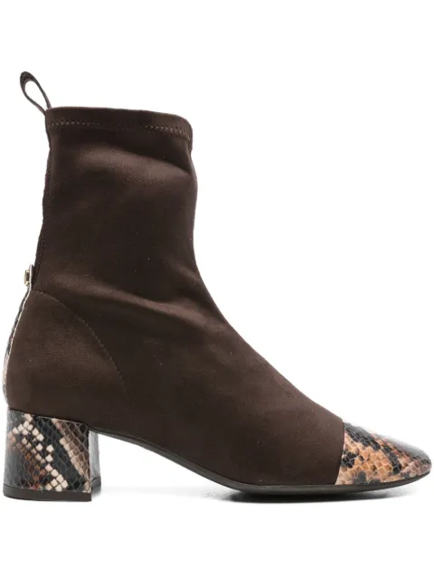 Pedro Miralles 50mm snakeskin-panel sock boots Brown 29338