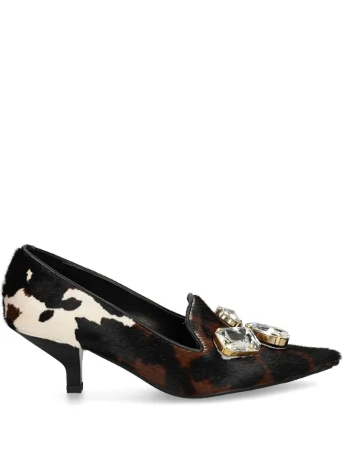 Ras 50mm crystal-embellished calf hair pumps Brown 8231F