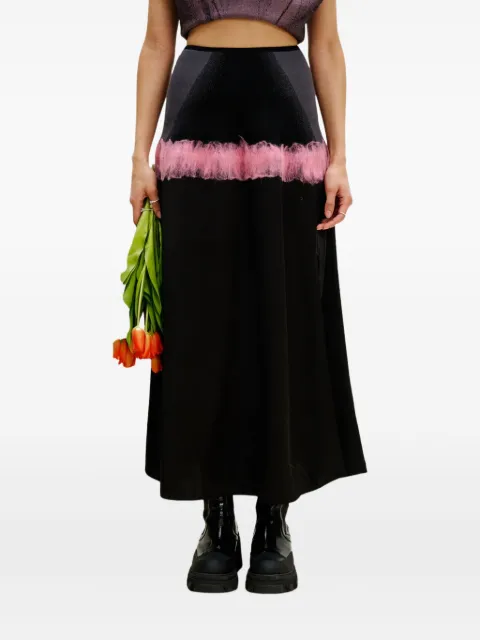 PH5 needle-punch ruffled skirt Black FW25SK014PIN