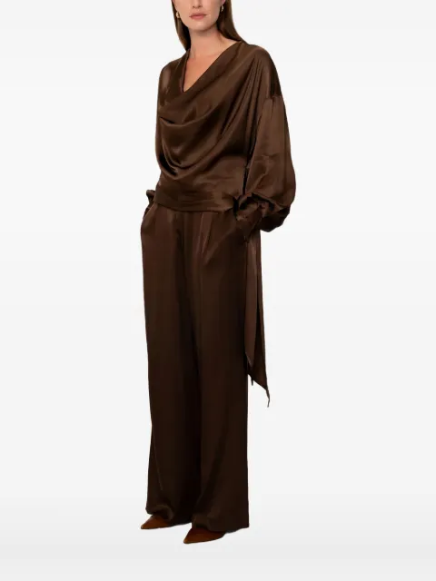 VIVEH Suhail cowl-neck tie-detail top Brown 250902911