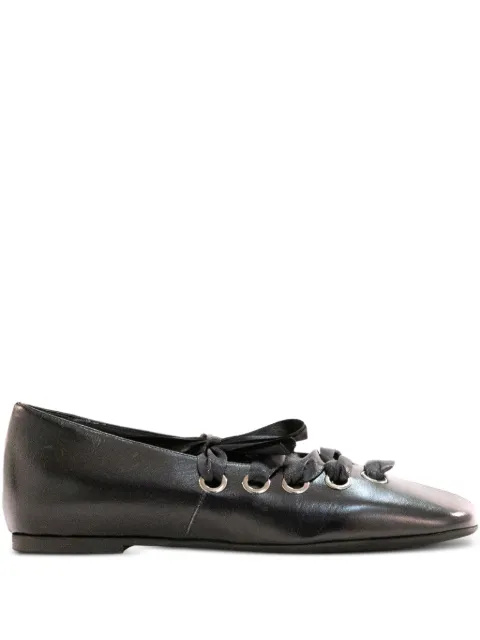 POEVE lace-up leather flat Brown PBAL25PHATOS