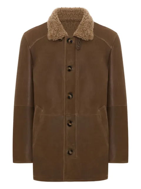 BIGARDINI shearling-collar leather jacket Brown E2083K