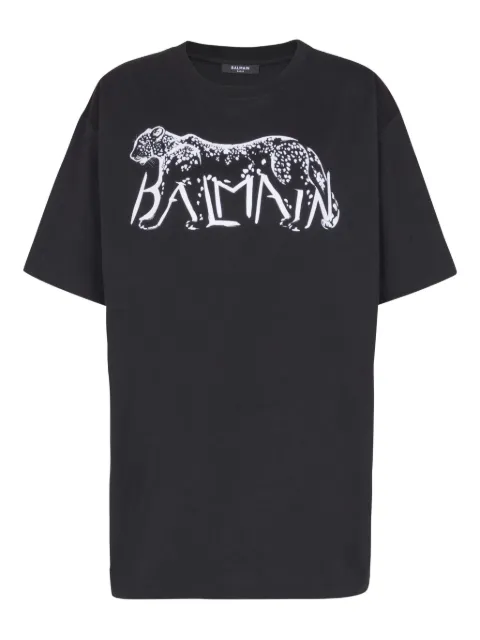 Balmain leopard-print T-shirt Black FF0EH005GF22