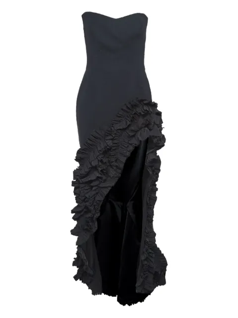 Maticevski ruffled asymmetric hem dress Black 1025369