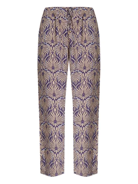 Hanro floral-pattern drawstring trousers Purple 074850