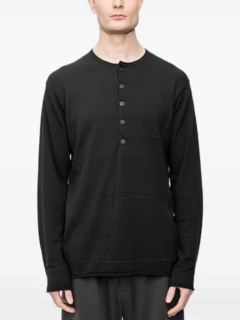 Devoa Henley-neck long-sleeve sweater Black SKTBHCC