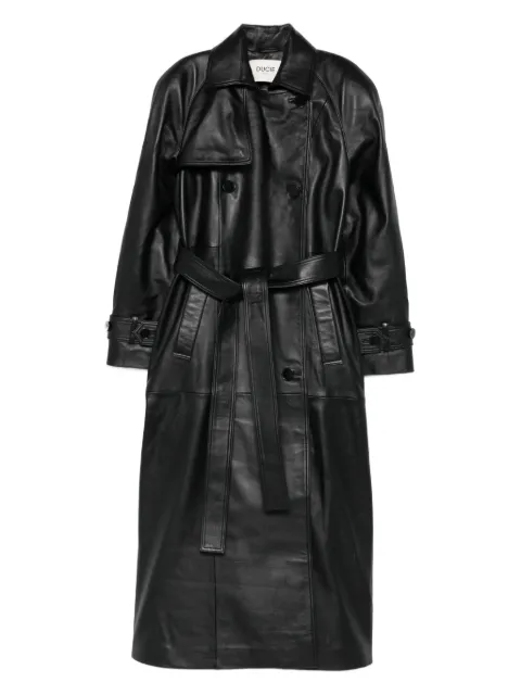 ducie Corrin buttoned belted leather trench Black CORRIN