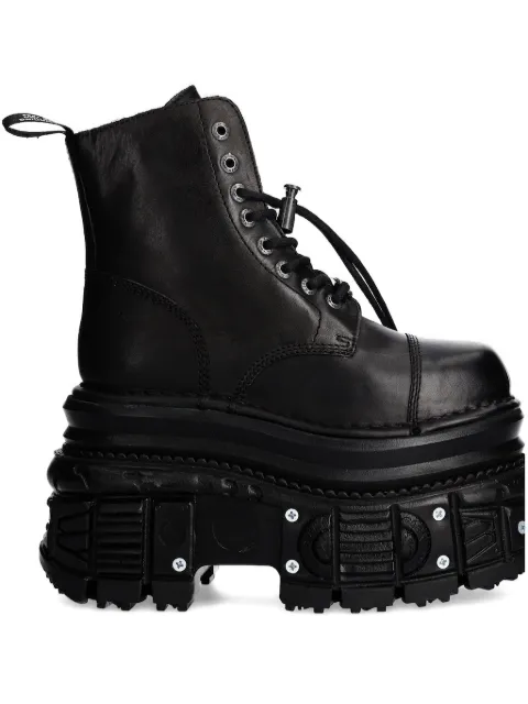 NEW ROCK 100mm lace-up platform boots Black MMILI083CCTC4
