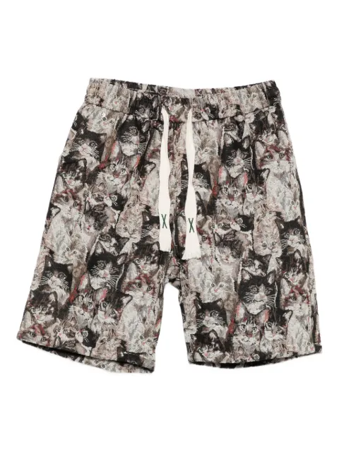 Bless cat-print shorts Neutrals N083122