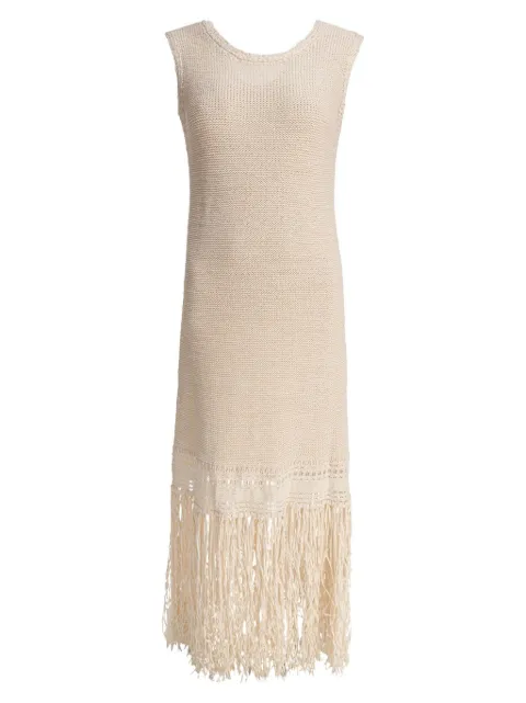 SANDBEIGE knitted fringed dress Neutrals SBB2NT06ACIVORY
